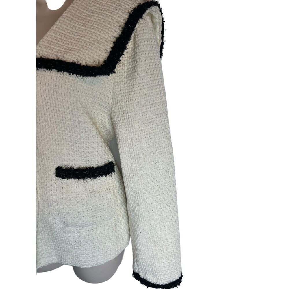Dazy Ivory Black Tweed Womens Blazer XL Career Office Professional Brunch - Picture 6 of 11